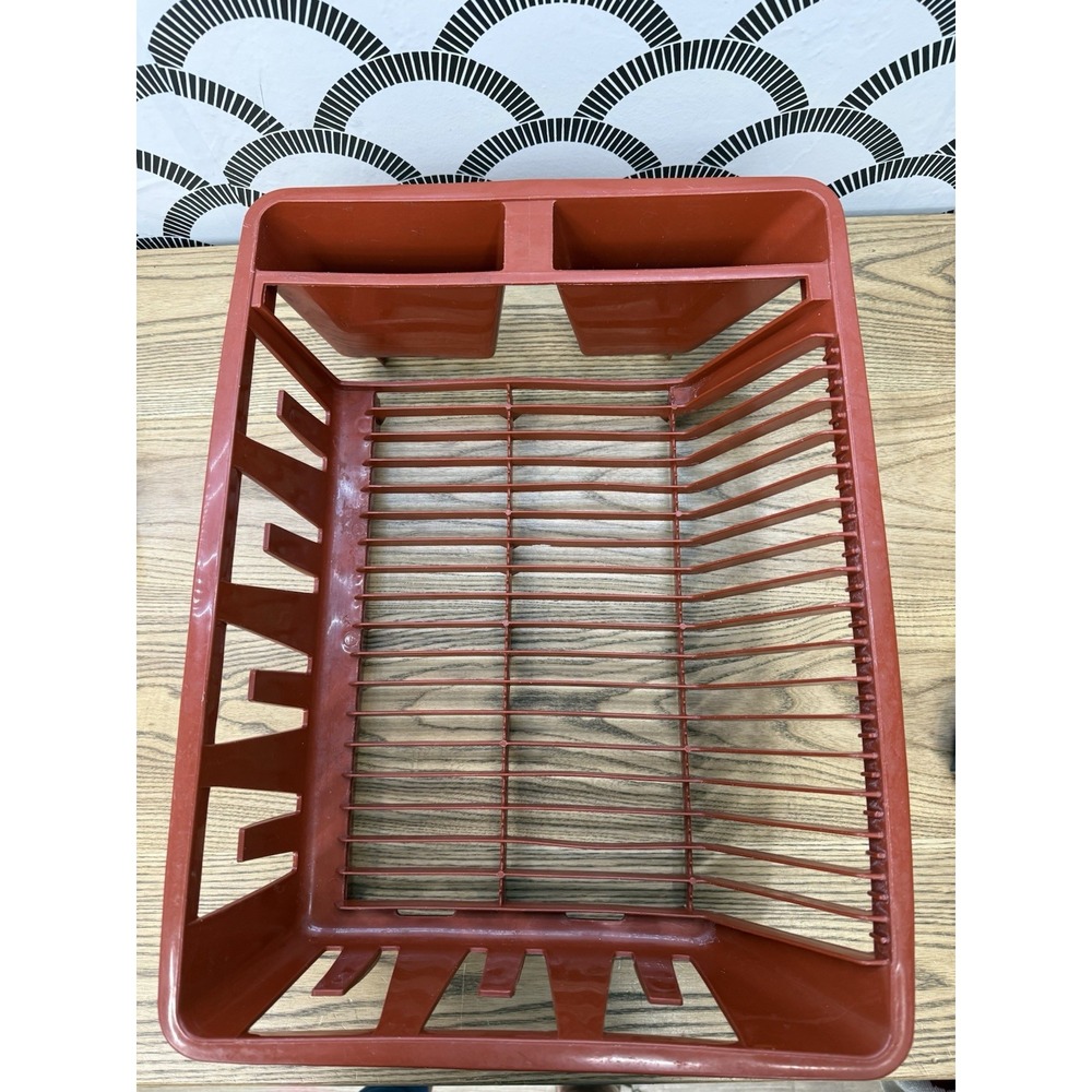 VTG Rubbermaid Burnt Orange Dish Drying Drain Rack 6050-6 Retro Prop 18.5"x14.5"